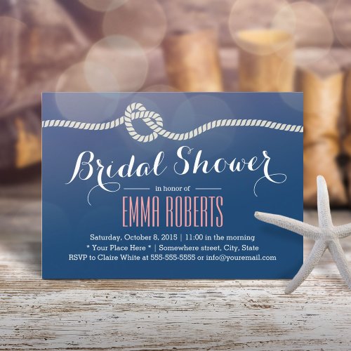 Nautical Rope Knot Elegant Bridal Shower Invitation