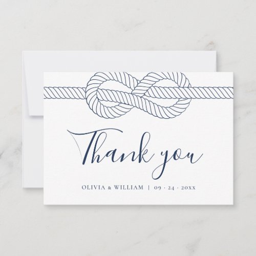 Nautical Rope Knot Modern Wedding Thank you Invitation