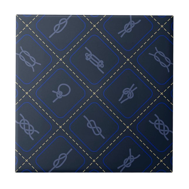 Nautical Rope Knot Pattern Ceramic Tile (Front)