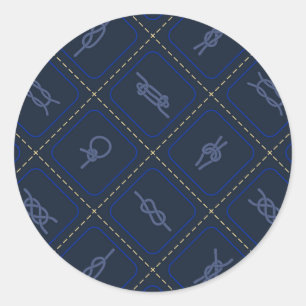 Nautical Rope Knot Pattern Classic Round Sticker