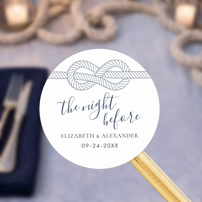 Nautical Rope Knot Rehearsal Dinner Classic Round Sticker (Creator Uploaded)