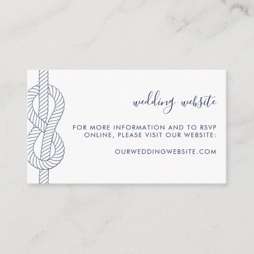 Nautical Rope Knot Wedding Website Enclosure Card