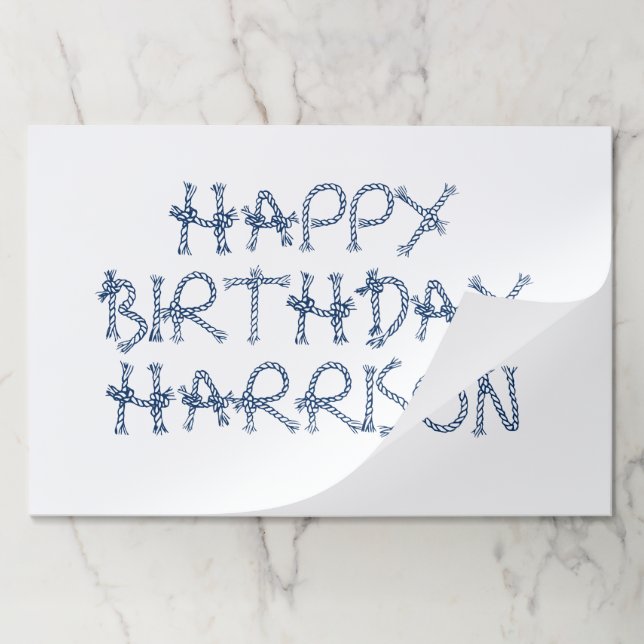 Nautical rope knots blue white custom Birthday Paper Pad (Folded)