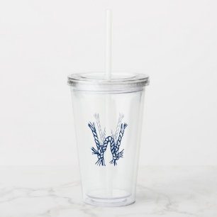 Nautical rope knots blue white custom monogram acrylic tumbler
