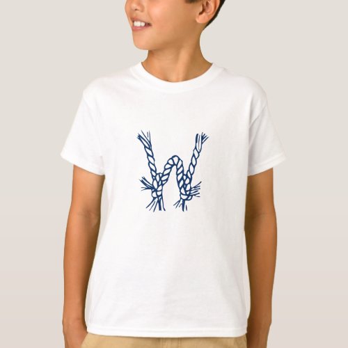 Nautical rope knots blue white custom monogram  T_Shirt