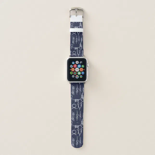 Nautical Rope Knots & Navy Blue Apple Watch Band | Zazzle