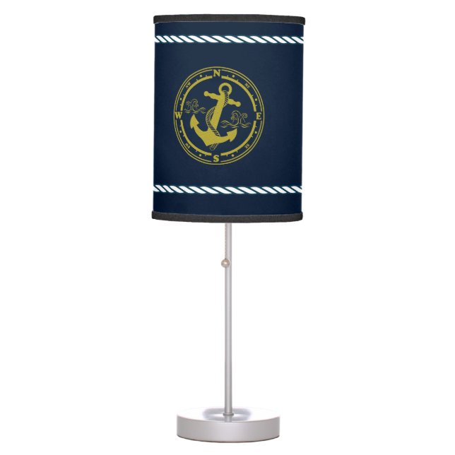 Nautical Rope-Lined and Anchor Lamp Shade (Front)