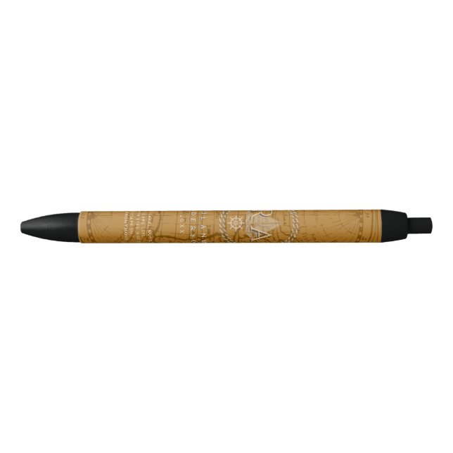 Nautical Rope Monogram Map Brown Pen (Front)