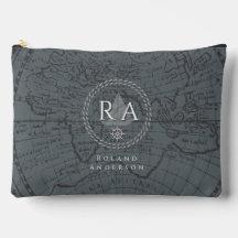 Nautical Rope Monogram Map Grey