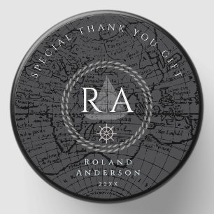  Nautical Rope Monogram Map Grey Mini Candle Favors