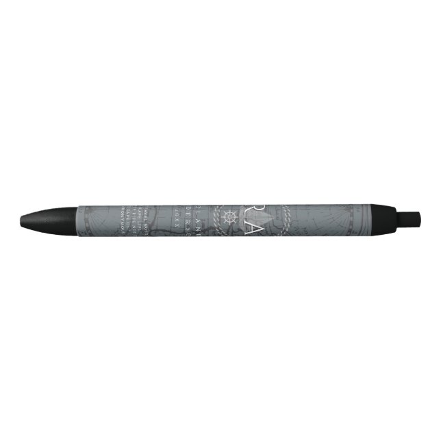 Nautical Rope Monogram Map Grey Pen (Front)