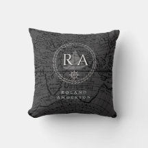 Nautical Rope Monogram Map Grey
