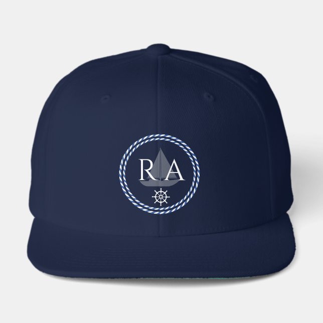 Nautical Rope Monogram Navy Blue Visor (Front)