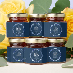Nautical Rope Monogram Navy Honey Jar Favors