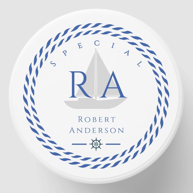 Nautical Rope Monogram White Mini Candle Favors (Front)