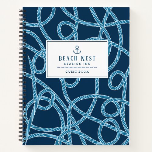 Nautical Rope Navy Blue Beach House Guest Book