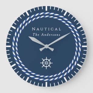 Nautical Rope Navy Large Clock
