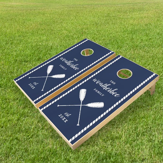 Nautical Rope & Oars Personalized Family Name Cornhole Set (Creator Uploaded)