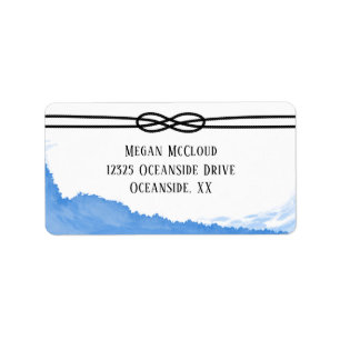 Nautical Rope Ocean Blue Watercolor Label