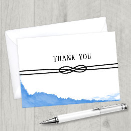 Nautical Rope Ocean Blue Watercolor Thank You Card