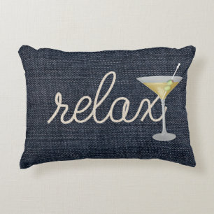 nautical rope on blue denim accent pillow