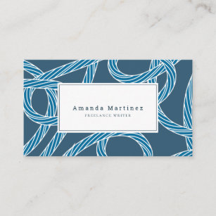 Nautical Rope Pattern Navy Blue & White Business Card