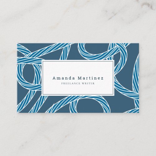 Nautical Rope Pattern Navy Blue  White Business Card