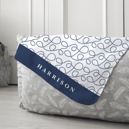 Nautical Rope Pattern Personalized Sherpa Blanket