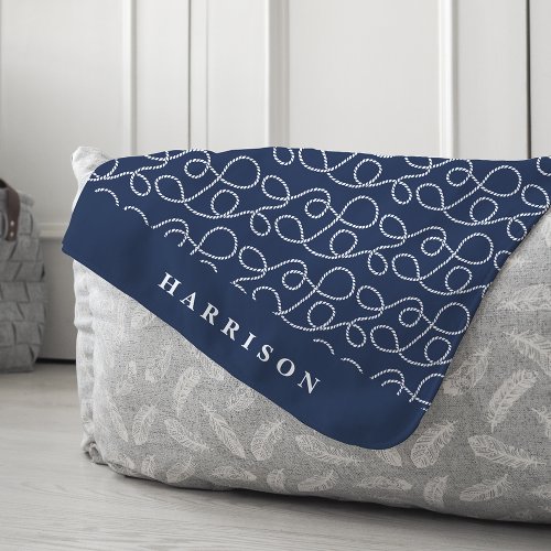 Nautical Rope Pattern Personalized Sherpa Blanket