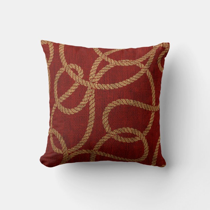 Nautical Rope Red and Natural Throw Pillow Zazzle