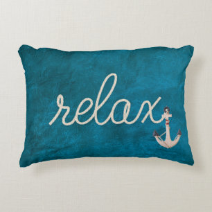 Nautical Rope Relax On Teal Accent Pillow