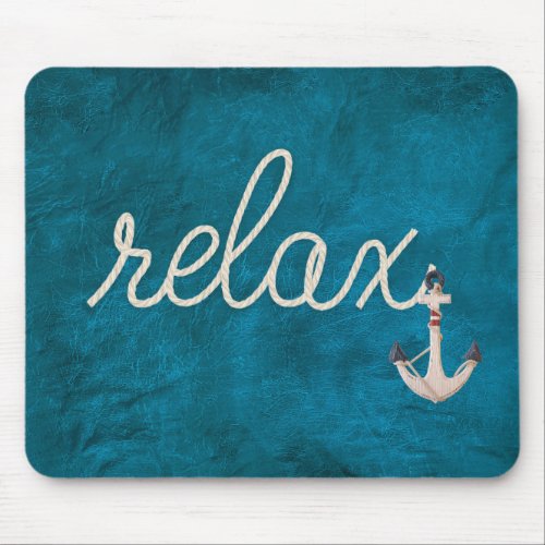 Nautical Rope Relax On Teal Mouse Pad