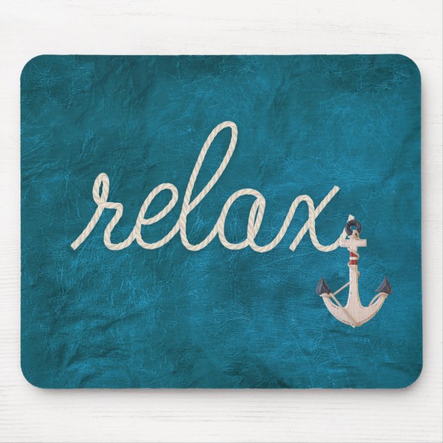 Nautical Rope Relax On Teal Mouse Pad (Front)