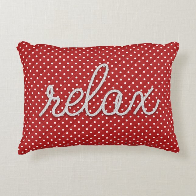 Nautical Rope Relax Text on Dots Accent Pillow (Front)