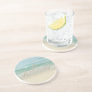 Nautical Rope Relax Text on Ocean Coaster