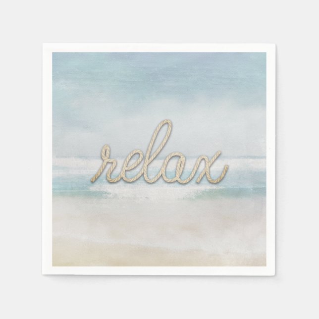 Nautical Rope Relax Text on Ocean Napkins (Front)