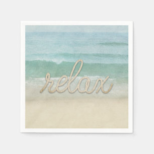Nautical Rope Relax Text on Ocean Napkins