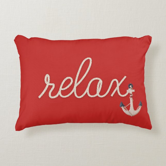 nautical rope relax text with anchor accent pillow (Front)