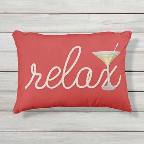 nautical rope relax with martini cocktail outdoor pillow