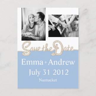 Nautical Rope Save the Date Announcement Postcard