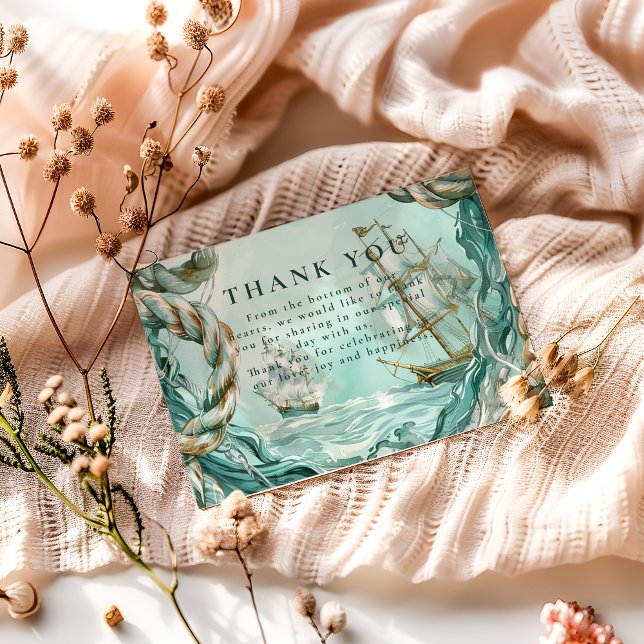 Nautical Rope Voyage Wedding Thank You Card (Creator Uploaded)