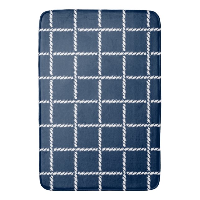 Nautical Rope Weave – Navy Coastal  Bath Mat (Front Vertical)