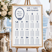 Nautical Rope Wedding Seating 18 Table Chart