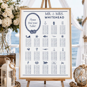 Nautical Rope Wedding Seating 18 Table Chart