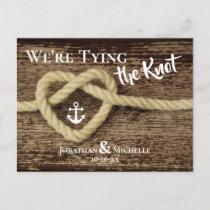Nautical Rope We're Tying the Knot Save the Date Announcement Postcard