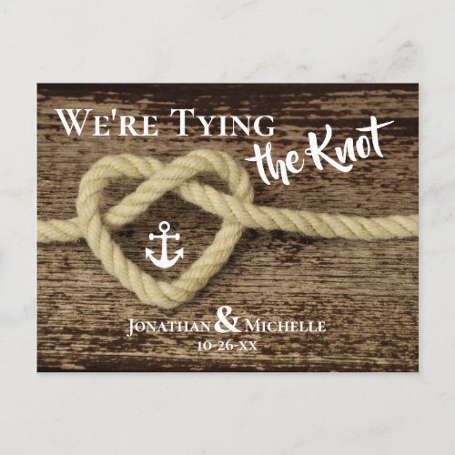 Nautical Rope Were Tying the Knot Save the Date Announcement Postcard