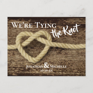 Nautical Rope We're Tying the Knot Save the Date Announcement Postcard