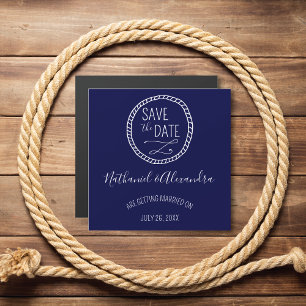 Nautical Rope Wreath Wedding Save the Date Magnetic Invitation