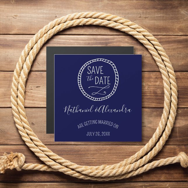Nautical Rope Wreath Wedding Save the Date Magnetic Invitation (Creator Uploaded)