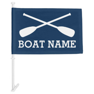 Nautical rowing oars custom boat name car flag